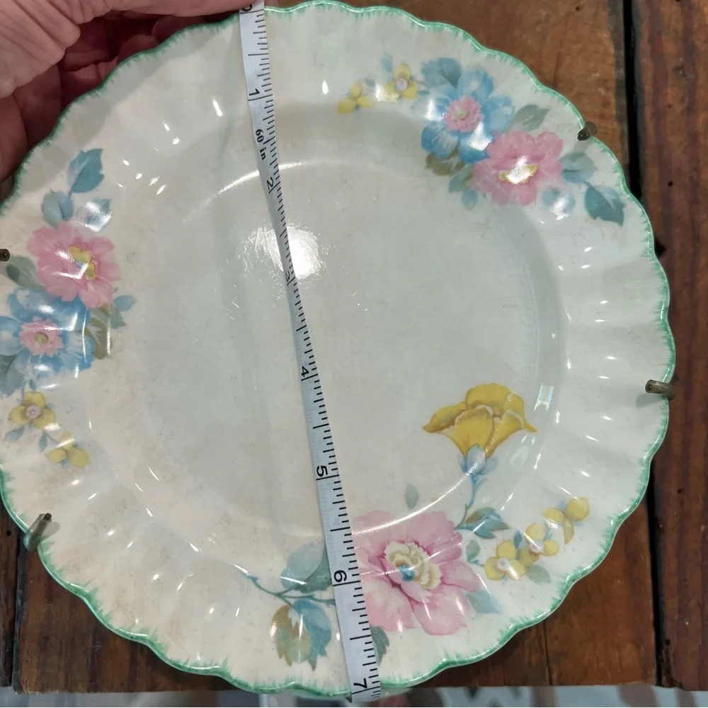 Floral Ceramic Dessert Plates Set of four decor hanging braces Sebring Porcelain
